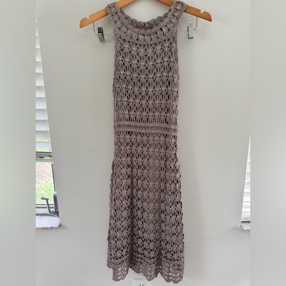 I.N.C. Champagne Irish Crochet Halter Dress - Picture 2 of 9